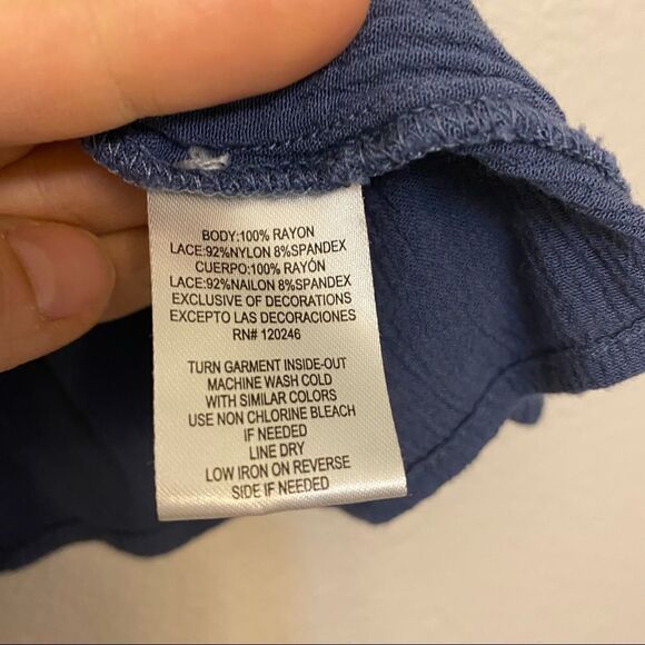 Wallflower Slate blue lace tank top sleeveless blouse-M - Picture 11 of 11